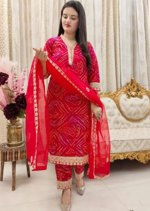 Designer Bandhni Printed Suit Set