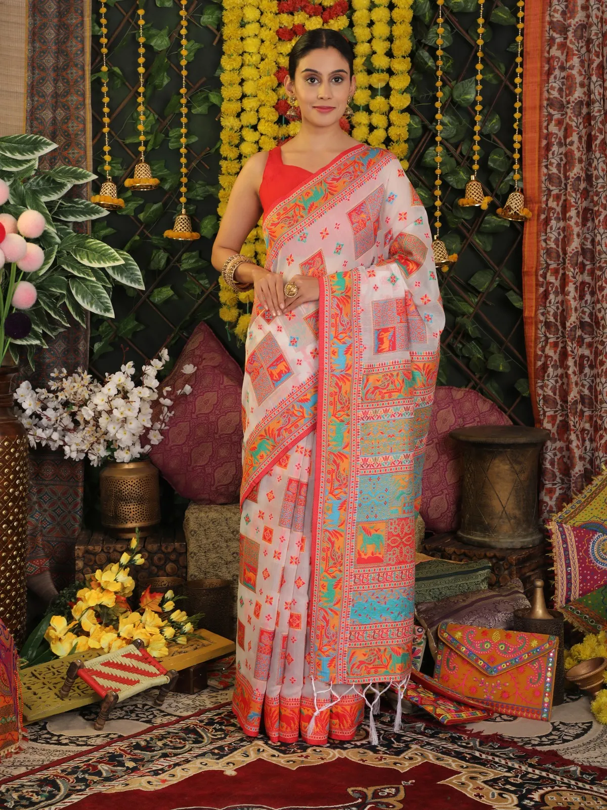 Festive Wear Linen Saree
