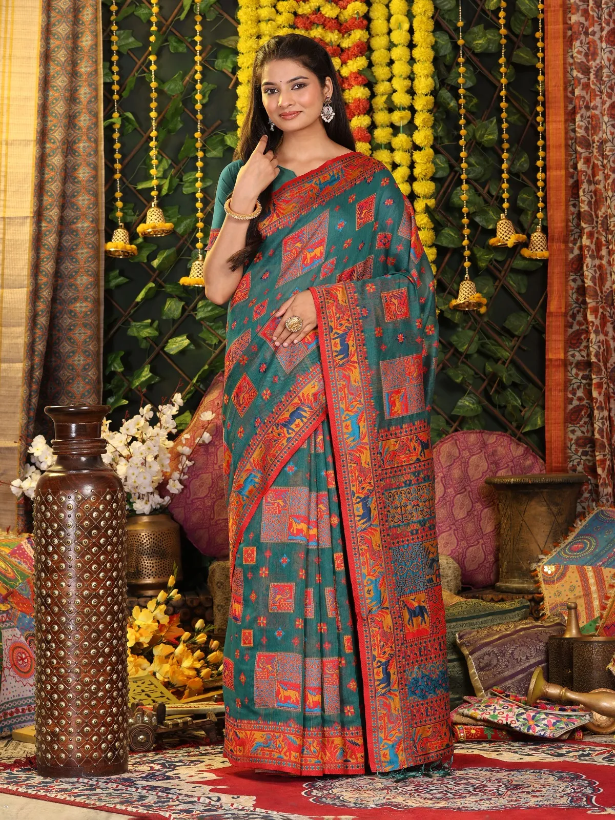 Festive Wear Linen Saree - Image 2