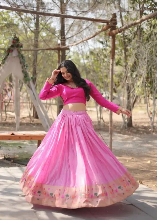 Readymade Pink Kalamkari Lehenga