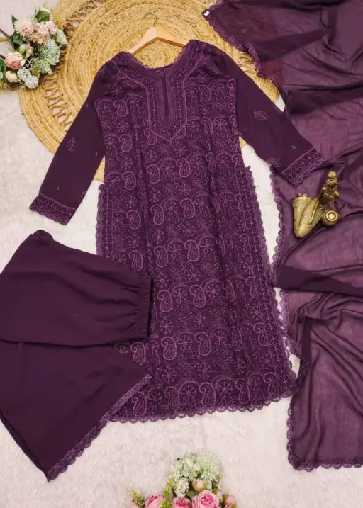 Stylish Chikankari Kurti with Long Top