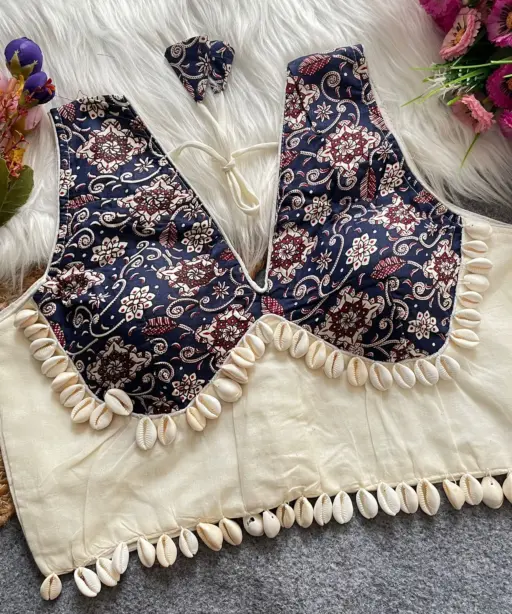 Ajrakh Printed Kodi work Blouse