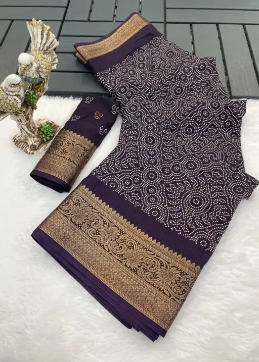 Bandhani Printed Dola Cotton Saree