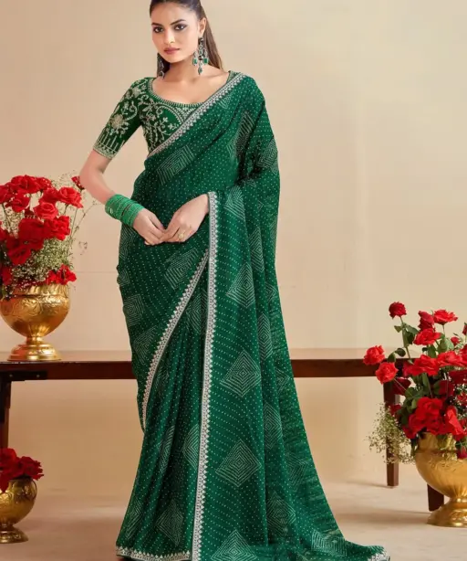 Bandhani Saree with Embroidery Blouse