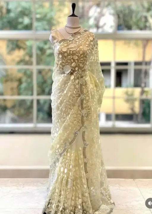Bollywood Inspired Cream Fancy Saree