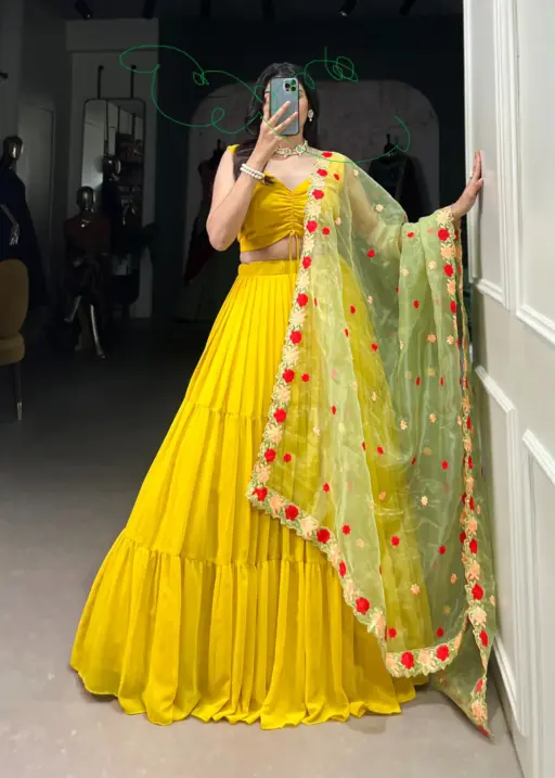 Bright Yellow Haldi Lehenga Outfit