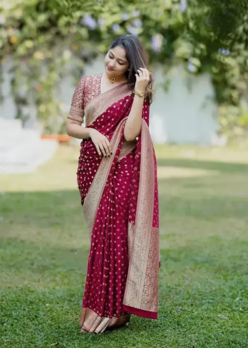 Cherry Red Silk Saree Under 500