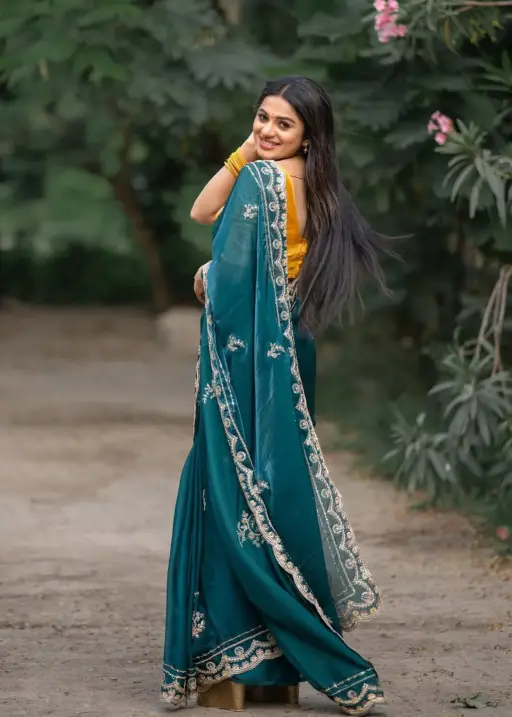 Diwali Festival Embroidery Border Saree