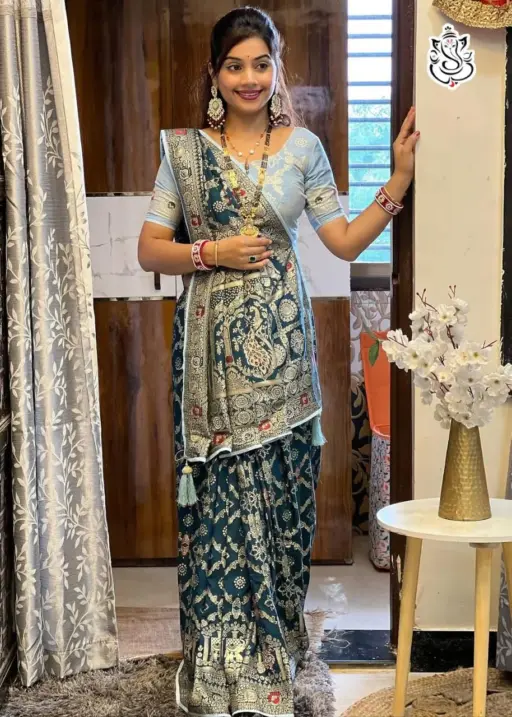 Diwali Pooja Wear Minakari Saree