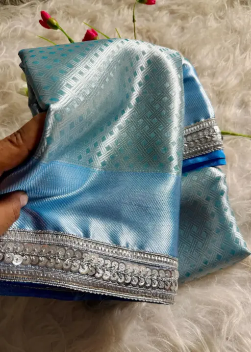 Elegant Sky Blue Silk Saree with Border