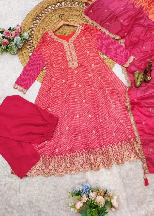 Exclusive Bandhni Printed Anarkali kurti Set