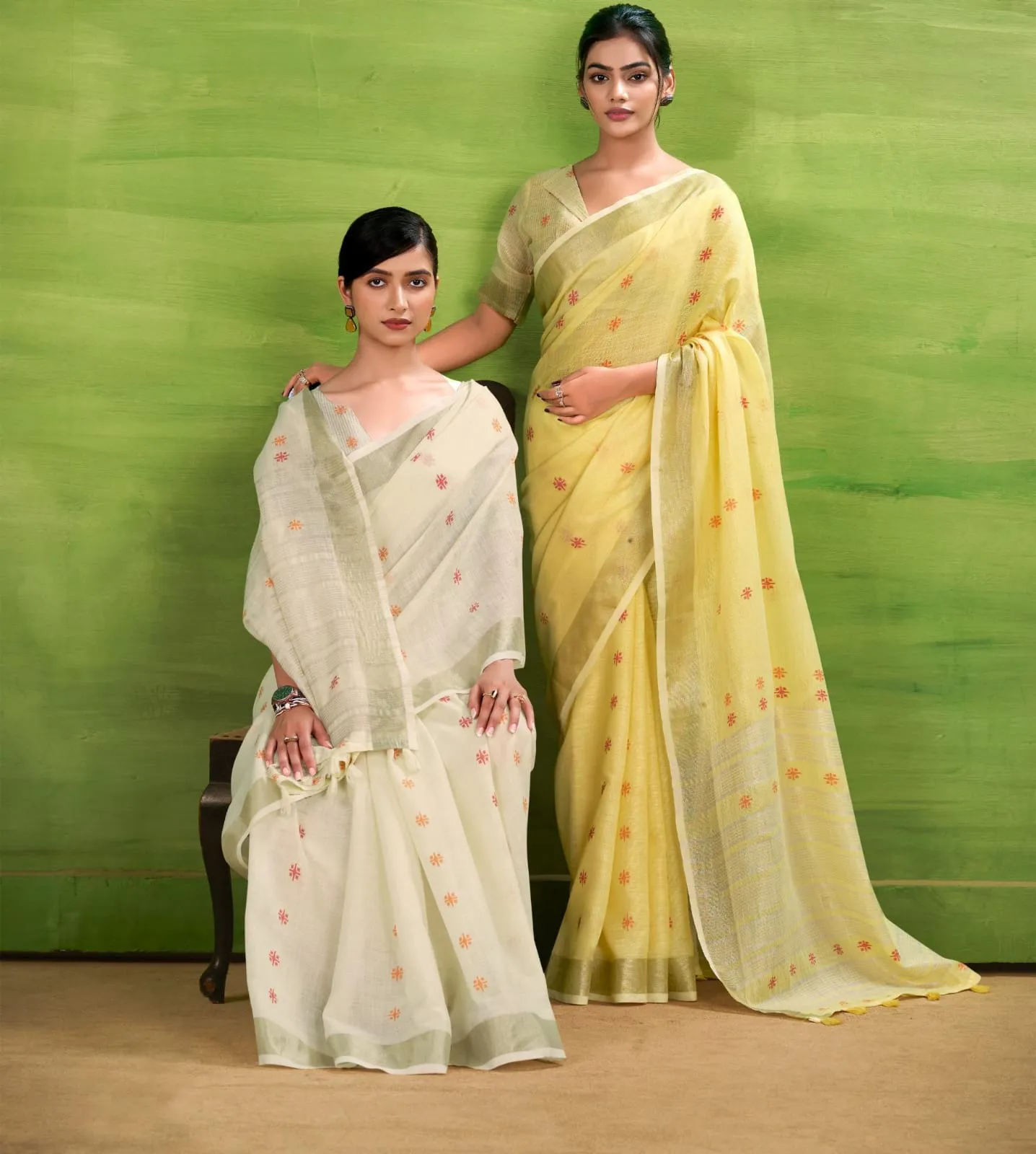 Festival Wear Linen Saree