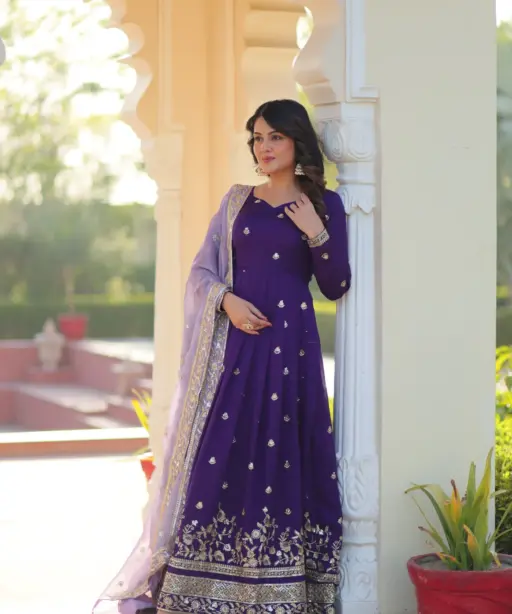 Festival Wear Purple Anarkali Gown