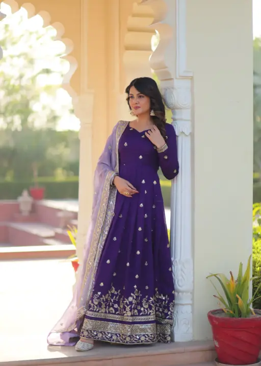 Festival Wear Purple Anarkali Gown