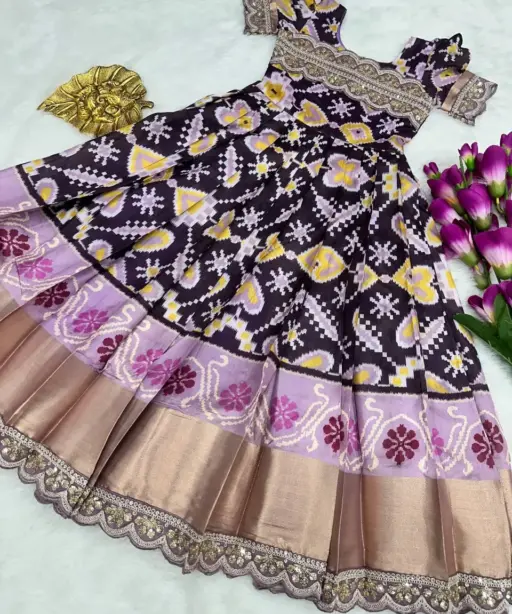 Festive Special Kalamkari Printed Kids Gown