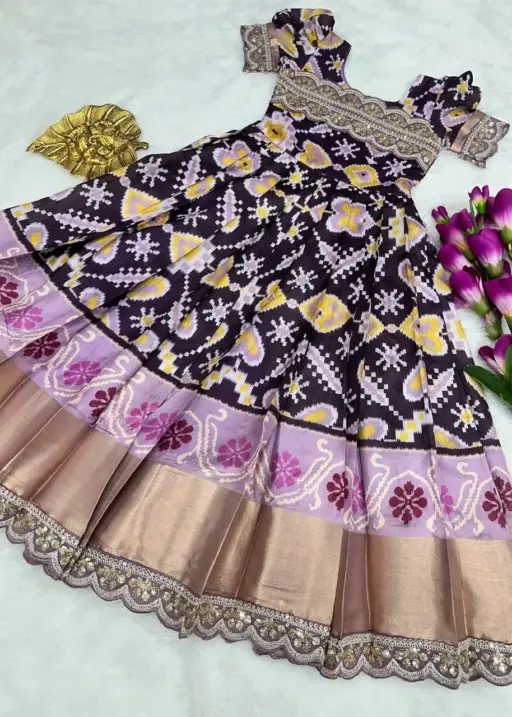 Festive Special Kalamkari Printed Kids Gown