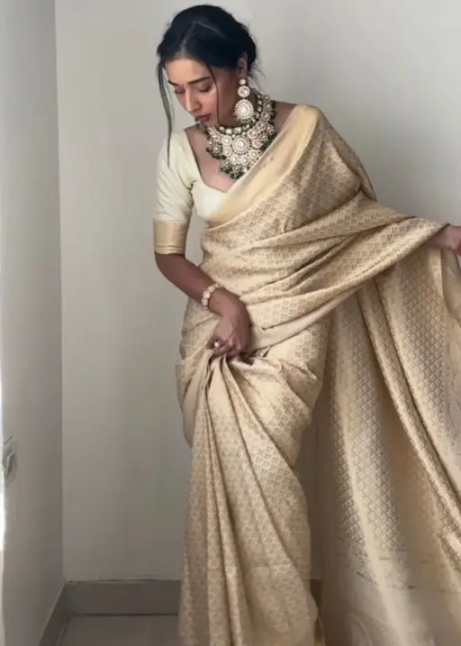 Festive Wear Cream Readymade Saree