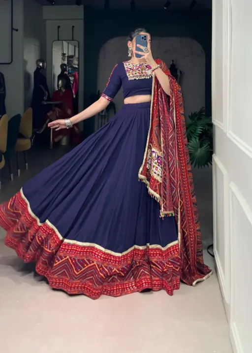 Festive Wear Navy Blue Chaniya Choli