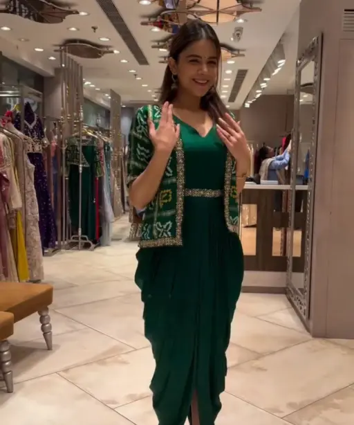 Festive wear One Piece Cowl Dress with Shrug