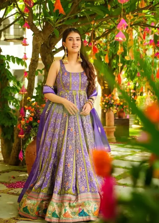 Festive Wear Printed Organza Gown