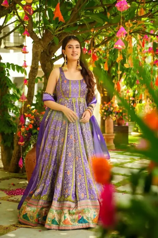 Festive Wear Printed Organza Gown