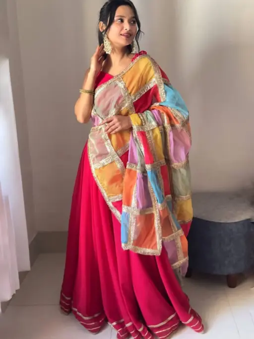 Festive Wear Readymade Red Lehenga