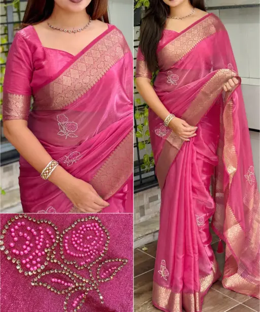Festive Wear Savroski Work Saree