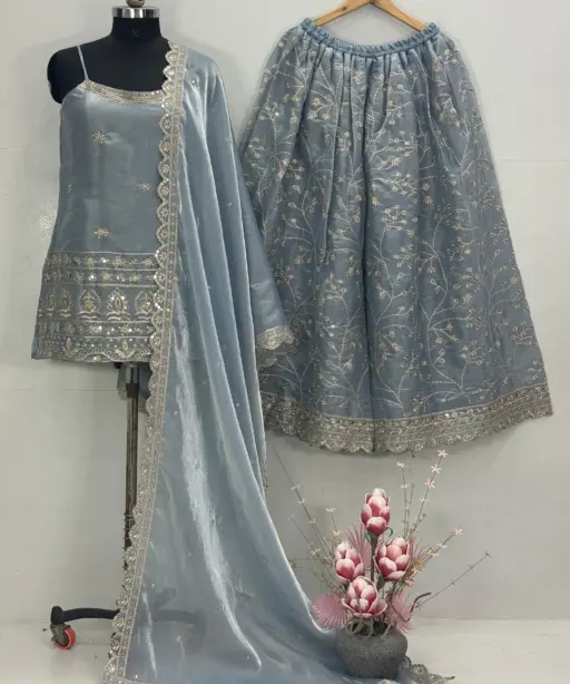 Festive Wear Flaired Plazzo Suit