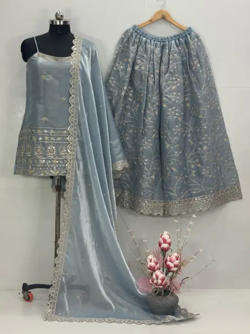 Festive Wear Flaired Plazzo Suit