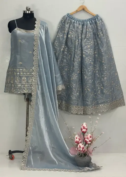 Festive Wear Flaired Plazzo Suit