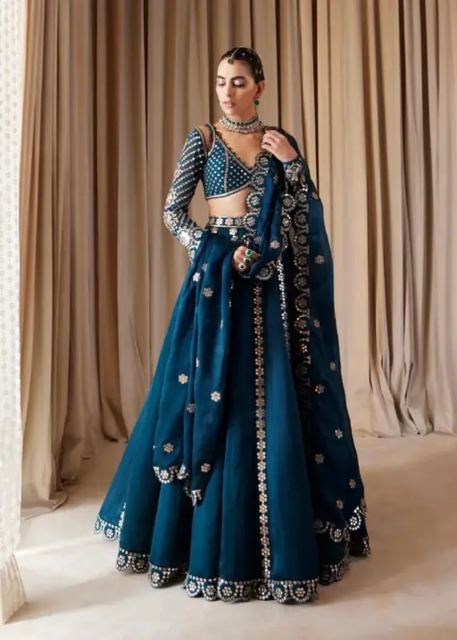 Festive Wear Teal Wedding Lehenga