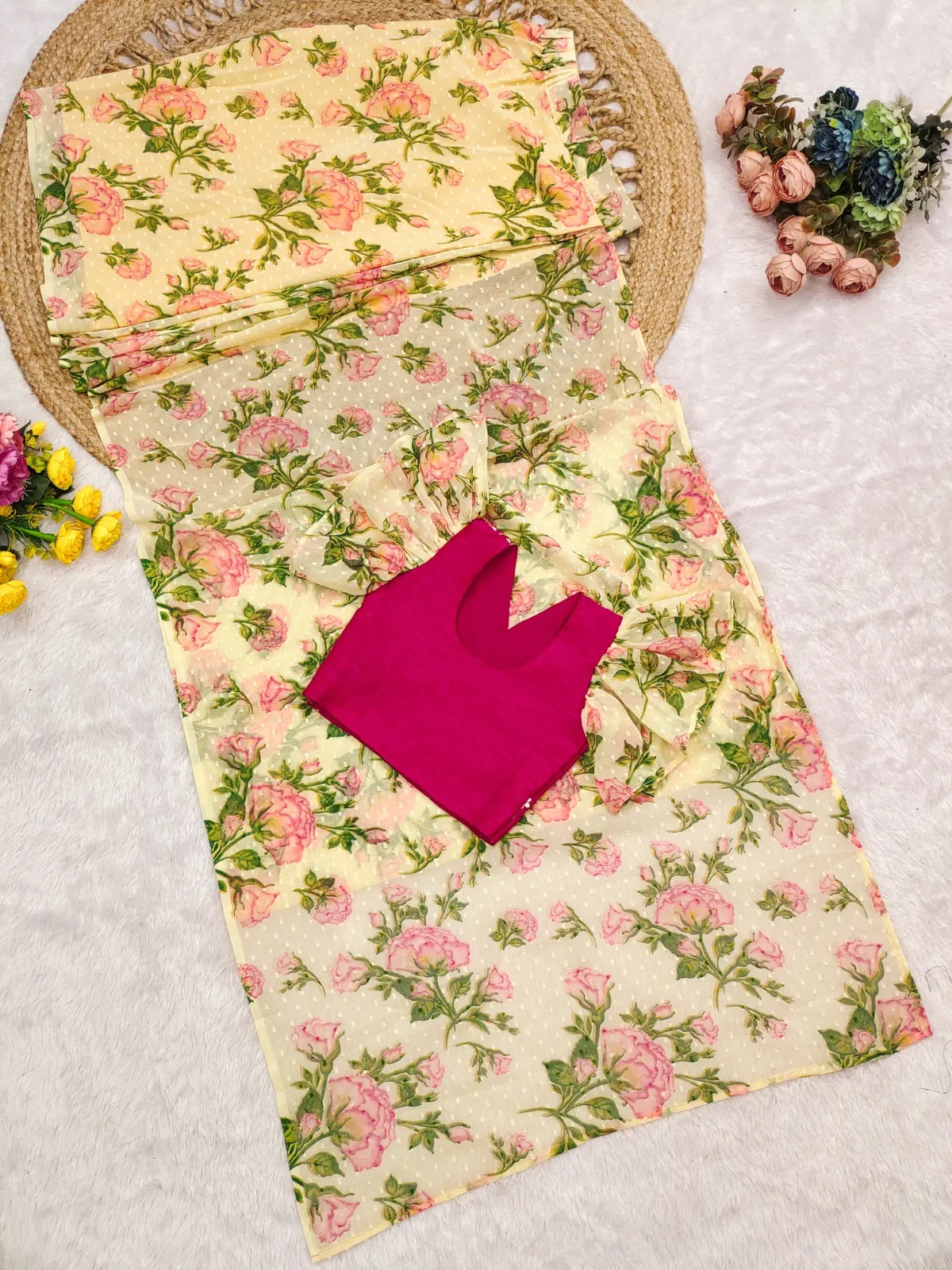 Floral Readymade Saree For Small Girls Kids - Image 3