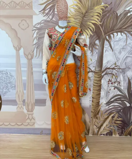 Haldi Ceremony Specila Yellow Saree