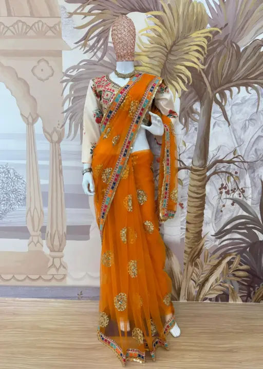 Haldi Ceremony Specila Yellow Saree