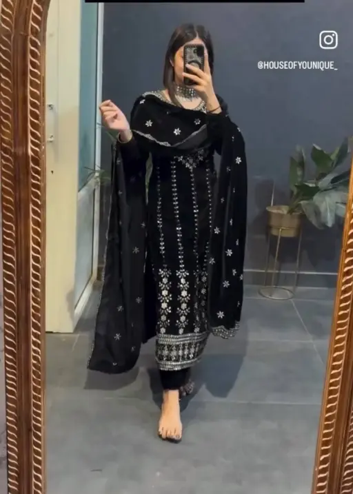 Heavy Embroidery Velvet Salwar Suit
