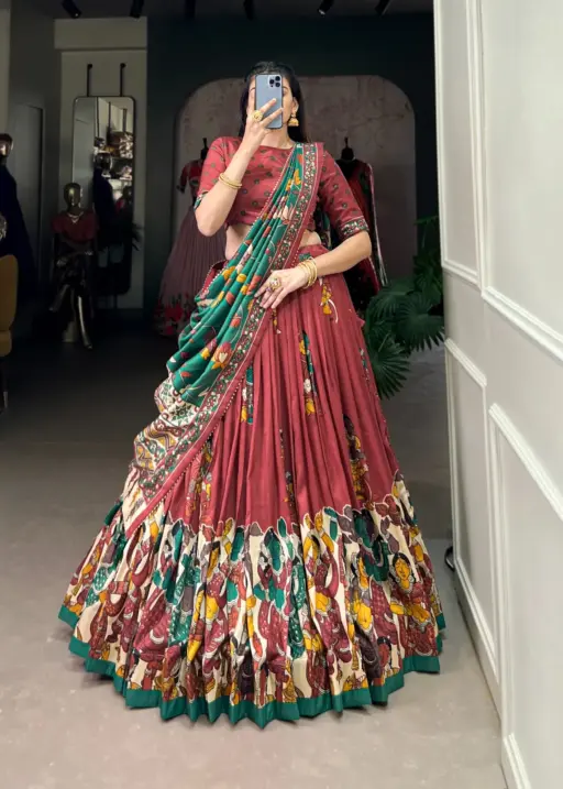 Kalamkari Printed Lehenga Choli For Festival