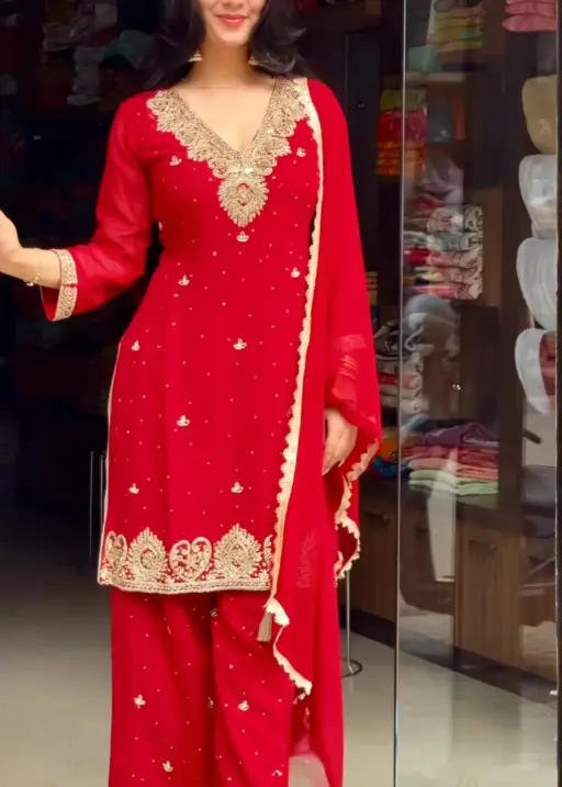 Karwa Chauth Special Red Embroidery Suit