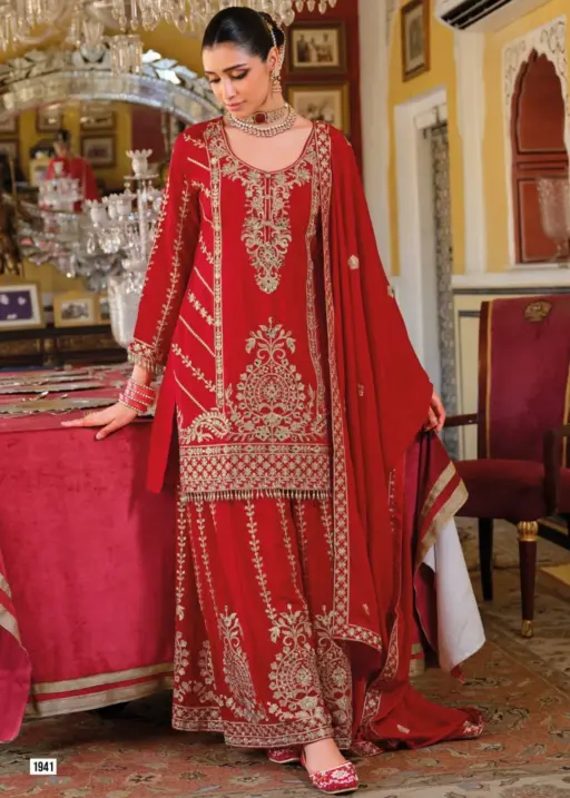 Karwa Chauth Special Red Sharara Salwar Suit