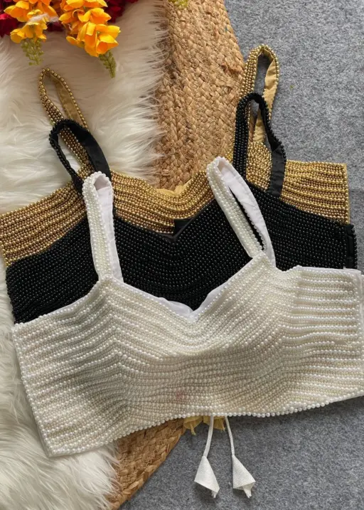 New Beautiful Pearl Moti Spaghetti Blouse