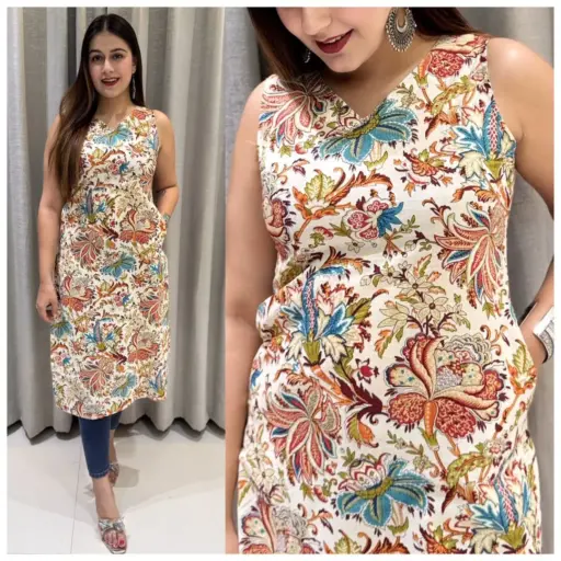 Office Wear Printed Kurtis with Pocket