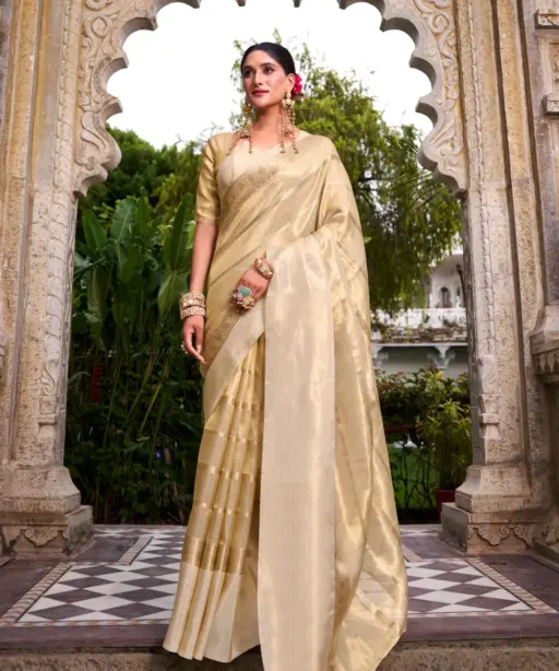 Onam Special Golden Tissue Saree