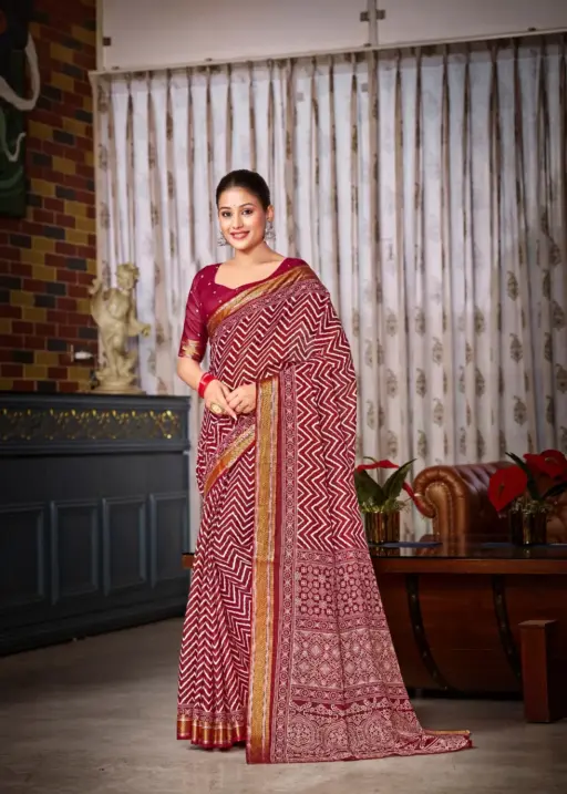 Pure Cotton Bandhni Printed Saree