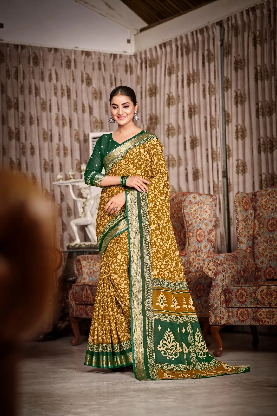 Pure Cotton Bandhni Printed Saree - Image 10