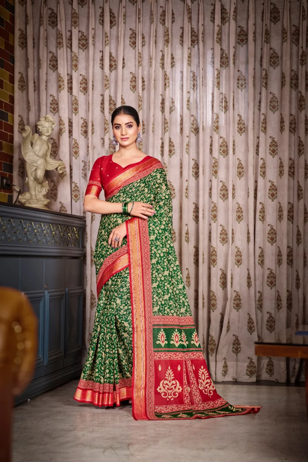 Pure Cotton Bandhni Printed Saree - Image 13