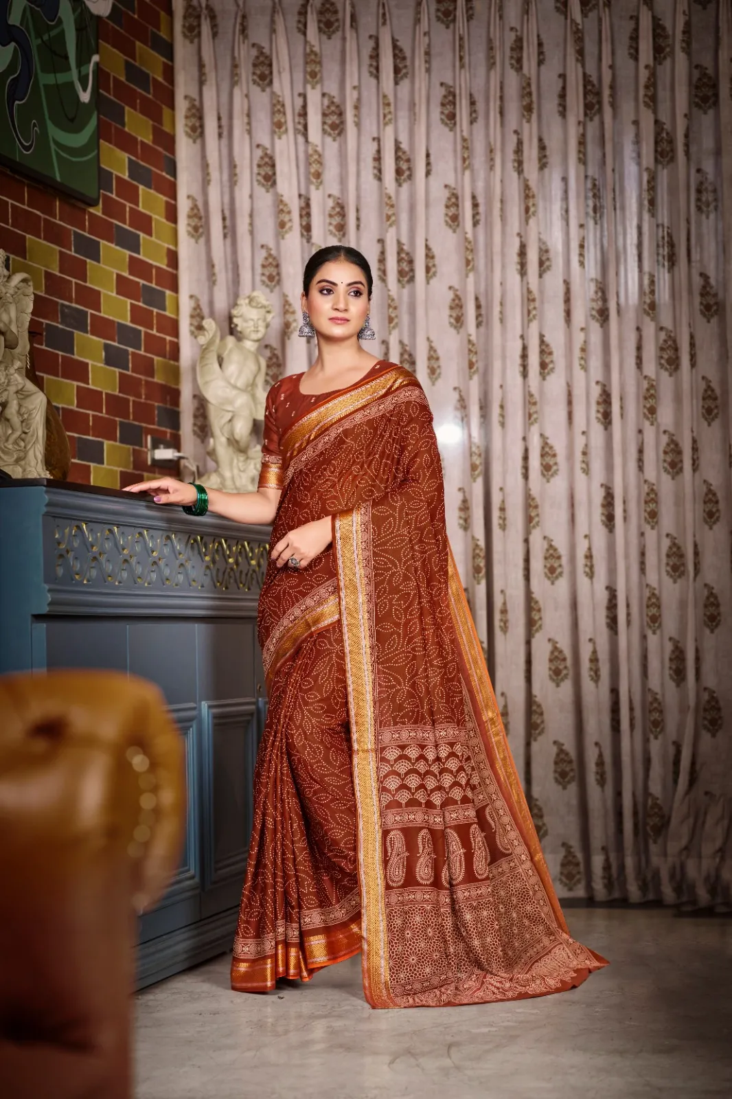 Pure Cotton Bandhni Printed Saree - Image 2