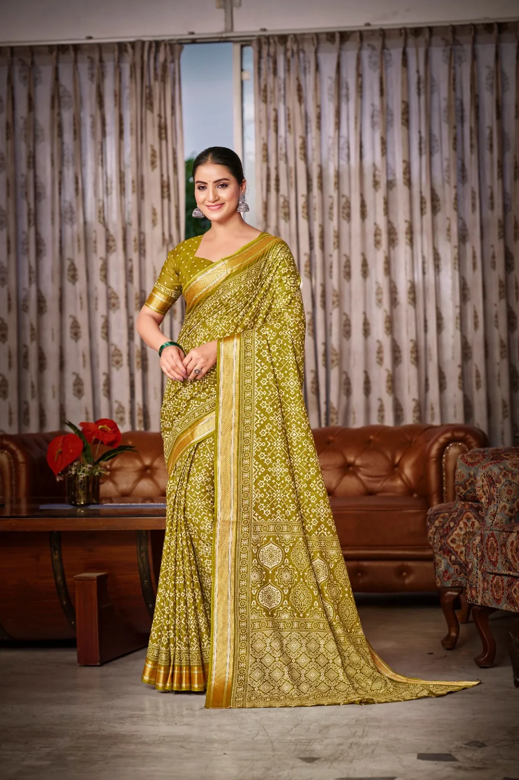 Pure Cotton Bandhni Printed Saree - Image 3