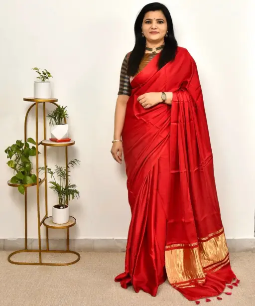 Pure Gaji Silk Plain Saree For Festive Season