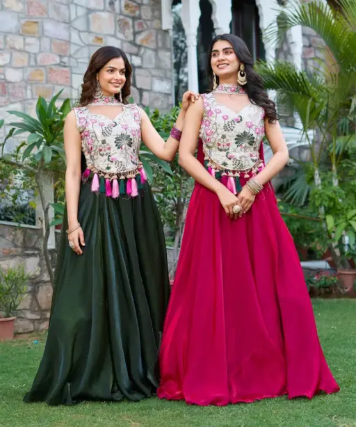 Readymade Fancy Blouse with big Flair lehenga