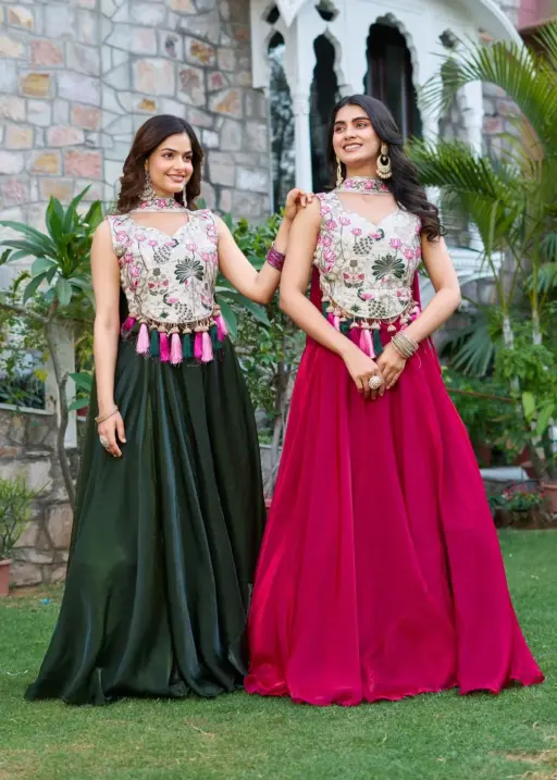 Readymade Fancy Blouse with big Flair lehenga