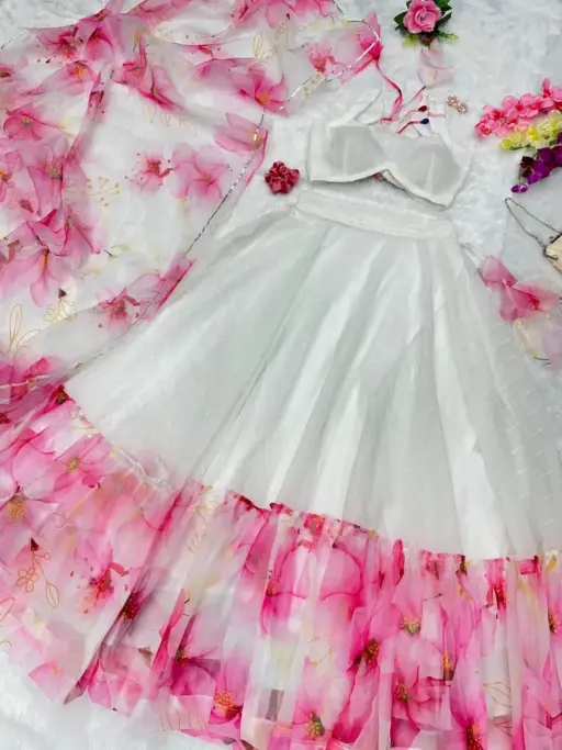 Readymade Floral Lehenga with Fancy Blouse